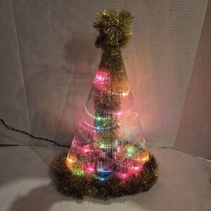 Vintage Fiber Optics Christmas Tree Teddy Bear Kitchy Retro